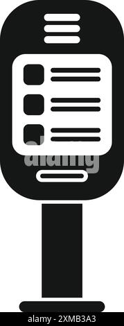 Icône noire et blanche d'un panneau d'information électronique affichant des données importantes Illustration de Vecteur