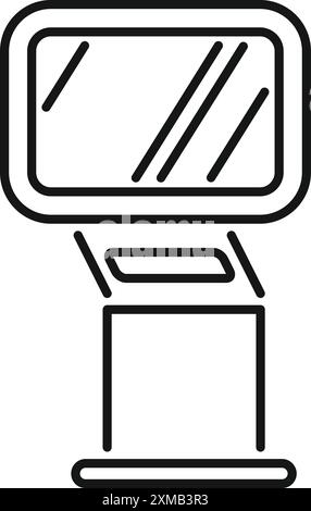 Icône de dessin au trait d'un kiosque d'informations numériques affichant des informations importantes Illustration de Vecteur