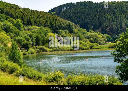 Meerfelder Maar, Vulkaneifel, Vulkansee, Eifel, Rhénanie-Palatinat, Allemagne Banque D'Images