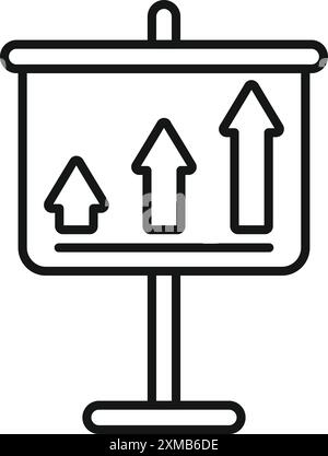 Icône simple d'un tableau de conférence avec trois flèches pointant vers le haut, représentant la croissance et le succès de l'entreprise Illustration de Vecteur