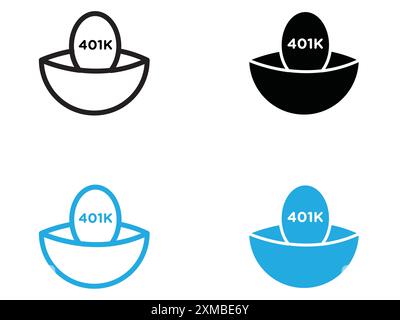 marque de logo de ligne vectorielle d'icône d'épargne-retraite 401k ou style de contour de collection de jeu de symboles Illustration de Vecteur