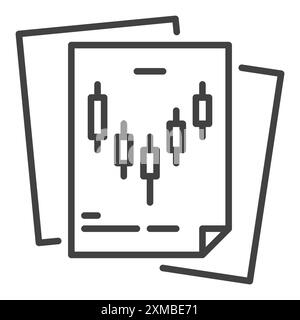 Documents avec Candlestick Chart for Trader concept vecteur linéaire icône ou élément de logo Illustration de Vecteur