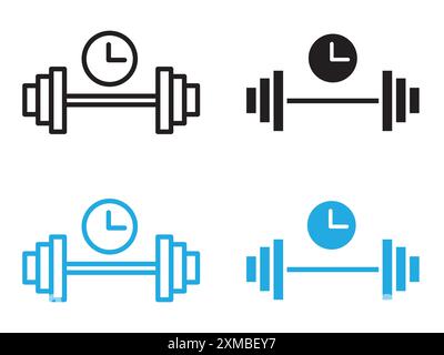 icône de temps d'exercice marque de logo de ligne vectorielle ou style de contour de collection de jeu de symboles Illustration de Vecteur