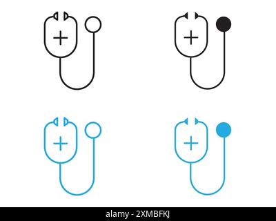 Icône de contrôle médical marque de logo de ligne vectorielle ou style de contour de collection de jeu de symboles Illustration de Vecteur