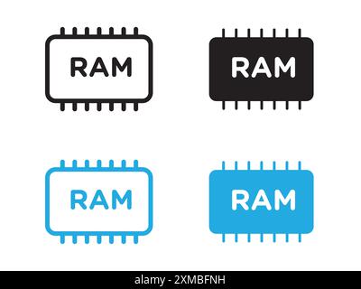 mémoire, marque de logo de ligne de vecteur d'icône de ram ou style de contour de collection de jeu de symboles Illustration de Vecteur