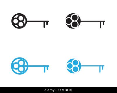 Marque de logo de ligne vectorielle d'icône Magic Key ou style de contour de collection de jeu de symboles Illustration de Vecteur