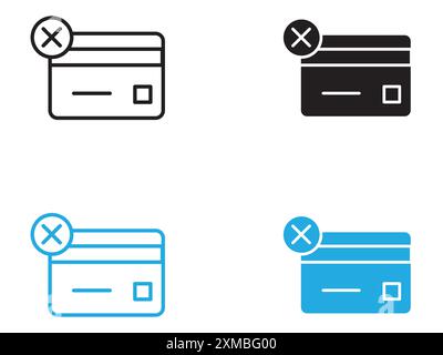 Icône d'annulation de paiement marque de logo de ligne vectorielle ou style de contour de collection de jeu de symboles Illustration de Vecteur