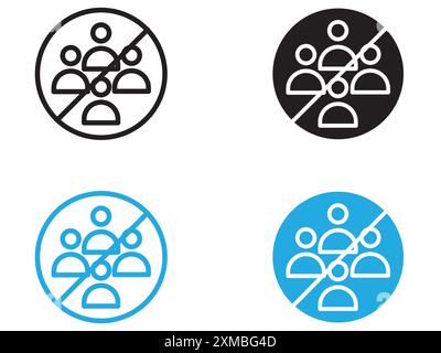 Pas de marque de logo de ligne vectorielle d'icône de rassemblement ou de style de contour de collection de jeu de symboles Illustration de Vecteur