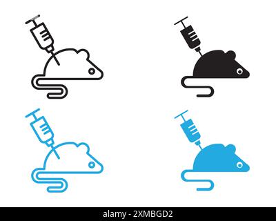 Icône d'expérience de rat de laboratoire marque de logo de ligne vectorielle ou style de contour de collection de jeu de symboles Illustration de Vecteur