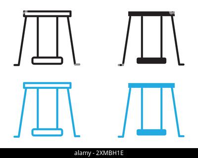 marque de logo de ligne vectorielle d'icône de swing ou style de contour de collection de jeu de symboles Illustration de Vecteur