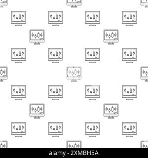 Ordinateur avec Candlestick Chart vecteur Day Trading concept linéaire sans couture modèle Illustration de Vecteur