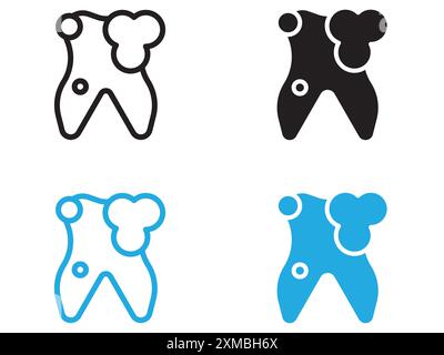 icône de nettoyage des dents marque de logo de ligne vectorielle ou style de contour de collection de jeu de symboles Illustration de Vecteur