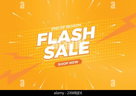 Flash sale Shopping Poster ou bannière avec icône Flash et texte 3D sur fond orange. Conception de modèle de bannière de vente Flash pour les médias sociaux et le site Web Illustration de Vecteur