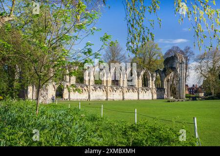 Printemps dans les jardins du musée autour de l'abbaye St Mary, York, Angleterre Banque D'Images