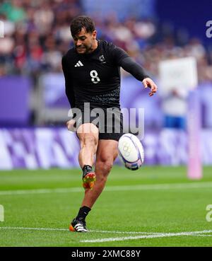 Andrew Knewstubb, néo-zélandais, lors du match de rugby à sept au stade de France, le premier jour des Jeux Olympiques de Paris en 2024. Date de la photo : samedi 27 juillet 2024. Banque D'Images