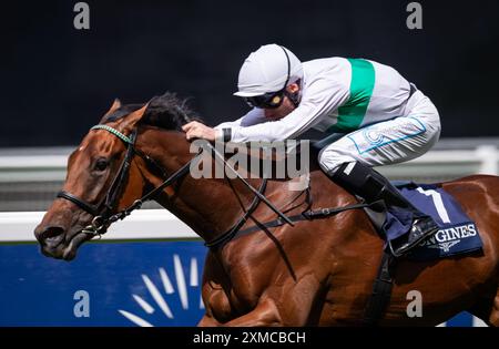 Ascot, Royaume-Uni. Samedi 27 juillet 2024. Friendly Soul et Kieran Shoemark remportent le Sodexo Live! Longines Valiant Stakes pour l'entraîneur John & Thady Gosden et le propriétaire M. George Strawbridge. Crédit JTW Equine images / Alamy Live News Banque D'Images