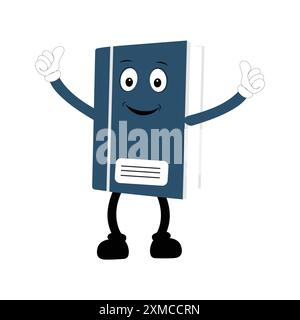 Conception de personnage de livre ou mascotte de livre, parfait pour le logo, le web et l'illustration imprimée, mignon livre drôle dessin animé à la main kawaii icône simple Illustration de Vecteur