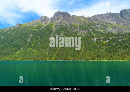 Morskie Oko, ou œil de la mer. Magnifique lac de montagne. Paysage d'été dans les Tatras, Pologne. Banque D'Images