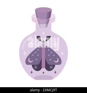 Potion violette avec papillon dedans Illustration de Vecteur