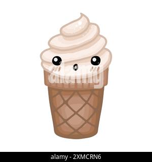 Crème glacée douce à la vanille mignonne Illustration de Vecteur