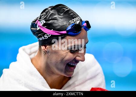 Paris, France. 27 juillet 2024. Kylie masse du Canada lors de l’échauffement en natation des Jeux Olympiques de Paris 2024 à la Defense Arena à Paris (France), le 27 juillet 2024. Crédit : Insidefoto di andrea staccioli/Alamy Live News Banque D'Images