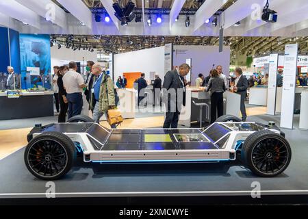 Première journée à la Hannover Messe 2022, salon industriel, après une pause corona de 2 ans, stand du Ministère fédéral de l'éducation et de la recherche Banque D'Images