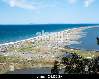 Vue panoramique de Dungeness Spit, la plus longue broche de sable des États-Unis - péninsule olympique, État de Washington Banque D'Images