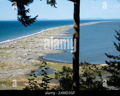 Vue panoramique de Dungeness Spit, la plus longue broche de sable des États-Unis - péninsule olympique, État de Washington Banque D'Images