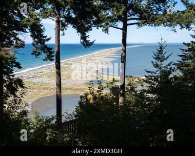 Vue panoramique de Dungeness Spit, la plus longue broche de sable des États-Unis - péninsule olympique, État de Washington Banque D'Images