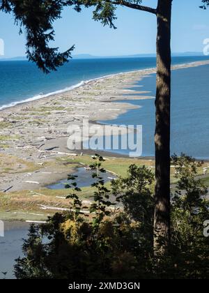 Vue panoramique de Dungeness Spit, la plus longue broche de sable des États-Unis - péninsule olympique, État de Washington Banque D'Images