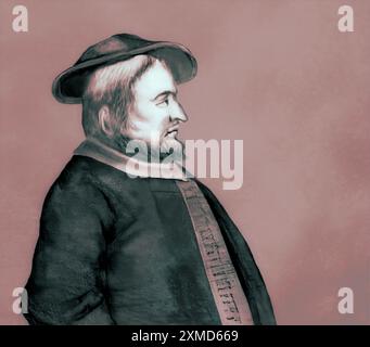 Portrait de Bernhard Krechting, leader allemand des anabaptistes de Münster, édité numériquement Banque D'Images