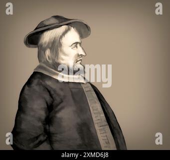 Portrait de Bernhard Krechting, leader allemand des anabaptistes de Münster, édité numériquement Banque D'Images