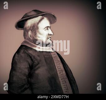 Portrait de Bernhard Krechting, leader allemand des anabaptistes de Münster, édité numériquement Banque D'Images