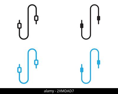Icône de câble auxiliaire, marque de logo de ligne vectorielle ou style de contour de collection de jeu de symboles Illustration de Vecteur