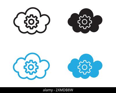 Icône de paramètres de données de nuage de marque de logo de ligne vectorielle ou de style de contour de collection de jeu de symboles Illustration de Vecteur