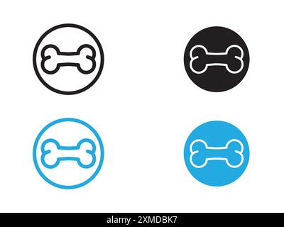 Marque de logo de ligne vectorielle d'icône d'os de chien ou style de contour de collection de jeu de symboles Illustration de Vecteur