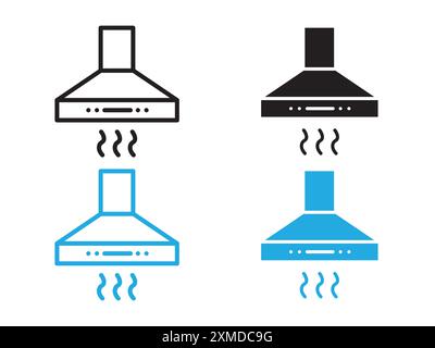 Icône de hotte d'extraction, marque de logo de ligne vectorielle ou style de contour de collection de jeu de symboles Illustration de Vecteur