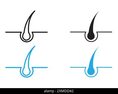 marque de logo de ligne vectorielle d'icône de greffe de cheveux ou style de contour de collection de jeu de symboles Illustration de Vecteur