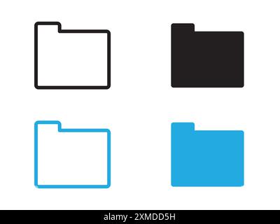 Icône de dossier vectoriel de marque de logo de ligne ou de style de contour de collection de jeu de symboles Illustration de Vecteur