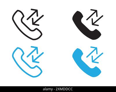icône d'appels sortants entrants, marque de logo vectorielle ou style de contour de collection de jeu de symboles Illustration de Vecteur