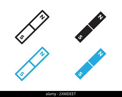 Marque de logo de ligne vectorielle d'icône d'aimant ou style de contour de collection de jeu de symboles Illustration de Vecteur