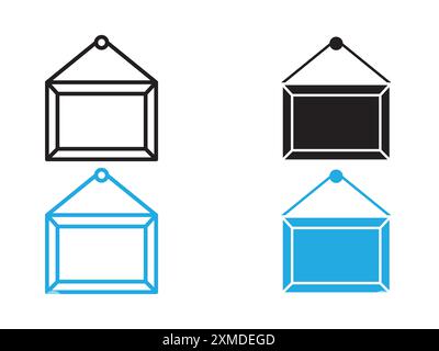 Marque de logo de ligne vectorielle d'icône de cadre photo ou style de contour de collection de jeu de symboles Illustration de Vecteur