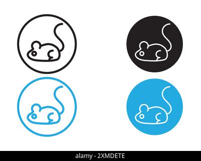 Marque de logo de ligne vectorielle d'icône d'animal de souris ou style de contour de collection de jeu de symboles Illustration de Vecteur