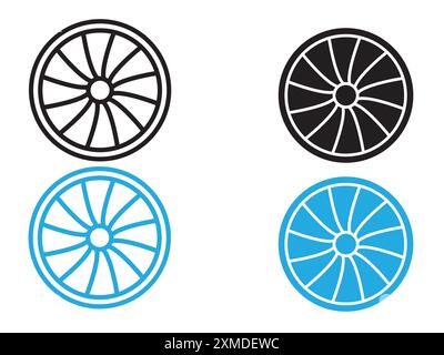 Icône de turbine plane vectorielle marque de logo de ligne de vecteur ou style de contour de collection de jeu de symboles Illustration de Vecteur