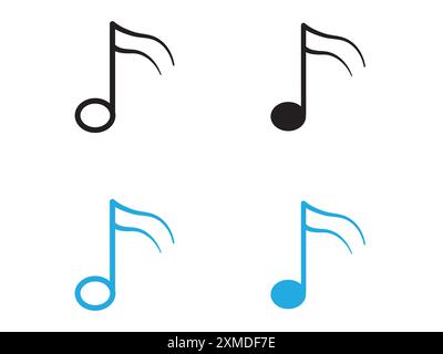 semiquaver note icône vecteur ligne logo marque ou style de contour de collection de jeu de symboles Illustration de Vecteur
