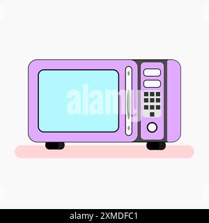 Four à micro-ondes avec une porte bleu clair et un panneau de commande gris il a un style simple Illustration de Vecteur