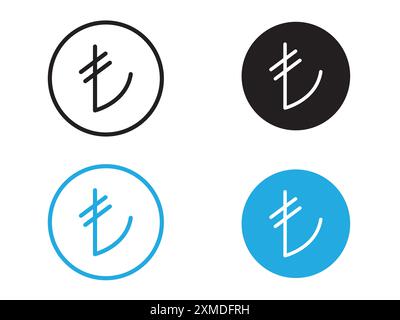 Marque de logo de ligne vectorielle d'icône de lira turque ou style de contour de collection de jeu de symboles Illustration de Vecteur