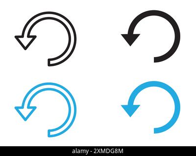 Répétez le style de contour de collection de l'icône de flèche de rechargement de la marque de logo de vecteur de ligne ou de jeu de symboles Illustration de Vecteur