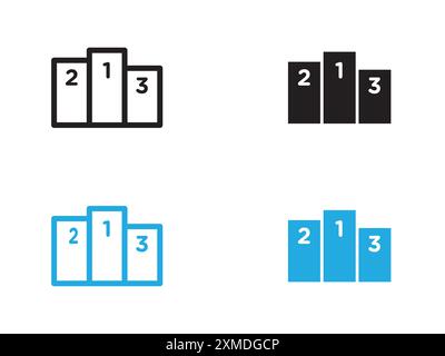 marque de logo de ligne vectorielle d'icône de podium gagnant ou style de contour de collection de jeu de symboles Illustration de Vecteur