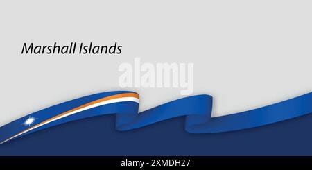 Ruban 3d avec drapeau national Îles Marshall isolé sur fond blanc avec copyspace Illustration de Vecteur